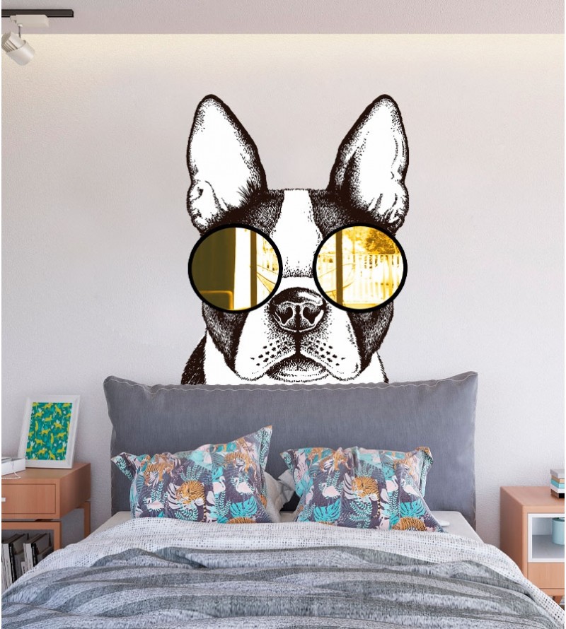 Foto Mural Decorativo de cachorro com óculos de acrílico
