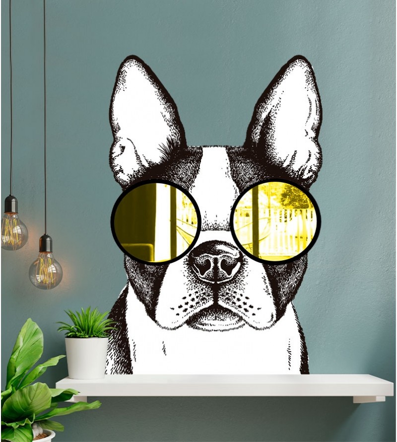 Foto Mural Decorativo de cachorro com óculos de acrílico