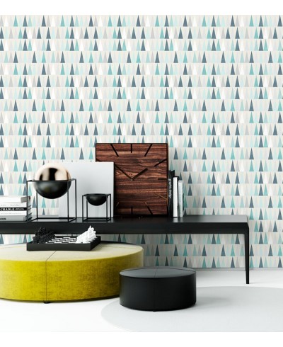 Papel de parede escandinavo Oliver em tons de branco, azul e cinza