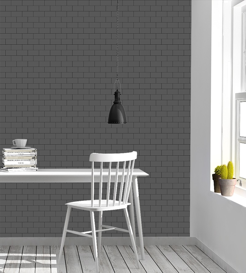 Papel De Parede Adesivo Tijolos em tons de cinza
