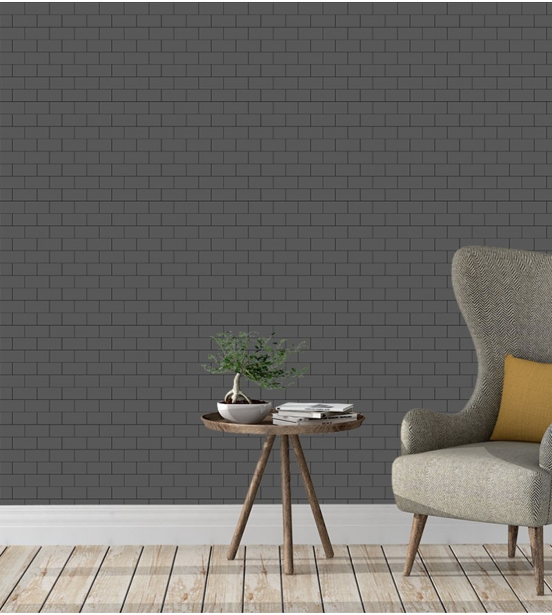 Papel De Parede Adesivo Tijolos em tons de cinza