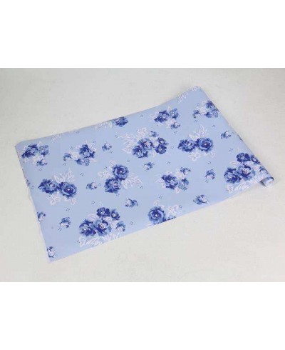 Papel de parede com flores em tons de azul marinho, folhagem em branco e azul petróleo - Luxury 05 Papel de parede com flores em tons de azul marinho, folhagem em branco e azul petróleo - Luxury 05