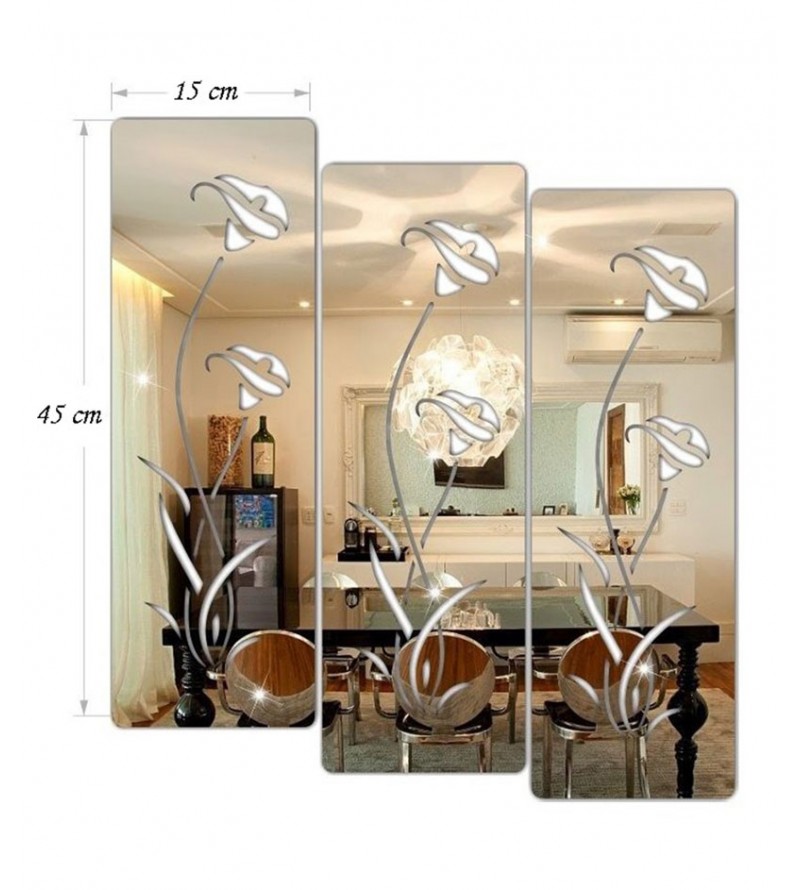 Espelho Decorativo Em Acrílico Flores Sala Cozinha