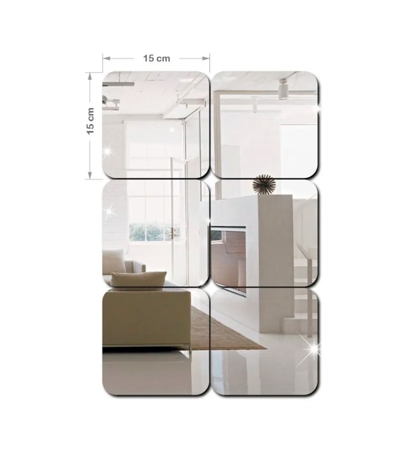 Espelho Decorativo Quadrado Em Acrílico 6...