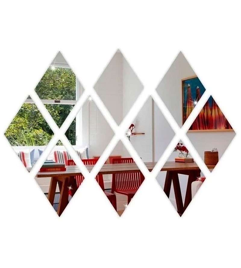 Espelho Decorativo Diamante Em Acrílico Losango...