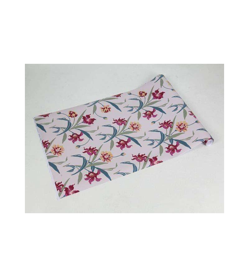 Papel de parede com flores vermelhas com detalhes em tons amarelos e bege, folhagem em verde musgo e verde oliva - Luxury 27