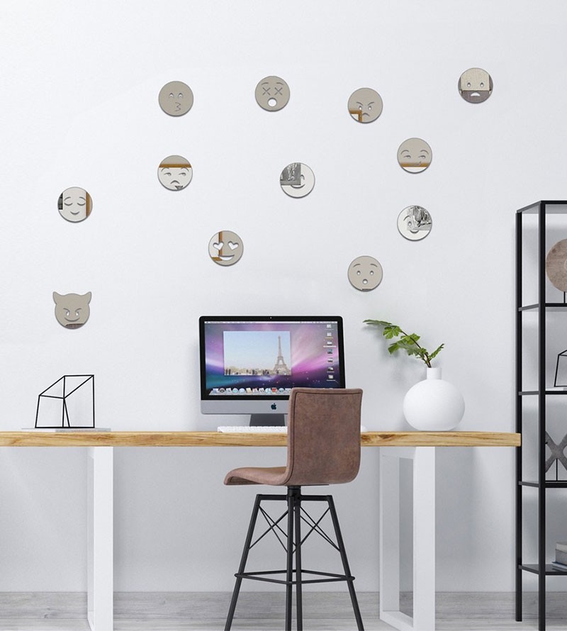 Espelhos Decorativos Acrílico Kit Emojis 12 cm