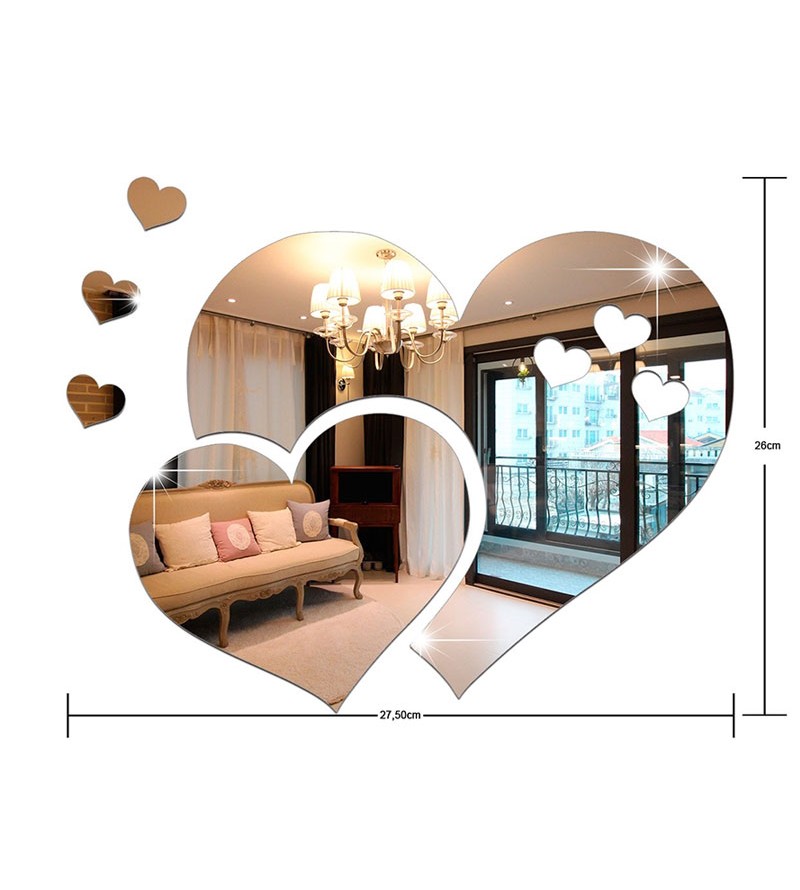 Espelho Acrilico Decorativo Tema Coração 28x26cm