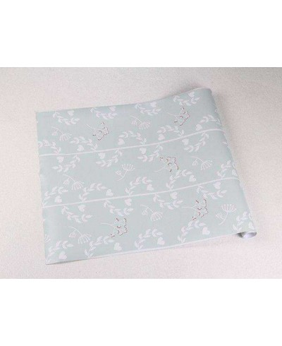 Papel de parede com fundo verde claro e desenhos brancos com pequenos detalhes bordo - Nature 09