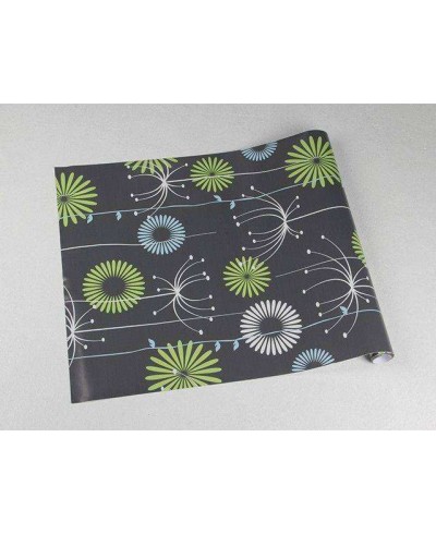 Papel de parede com fundo cinza e escuro e desenhos nas cores, verde, azul e branco - Nature 12