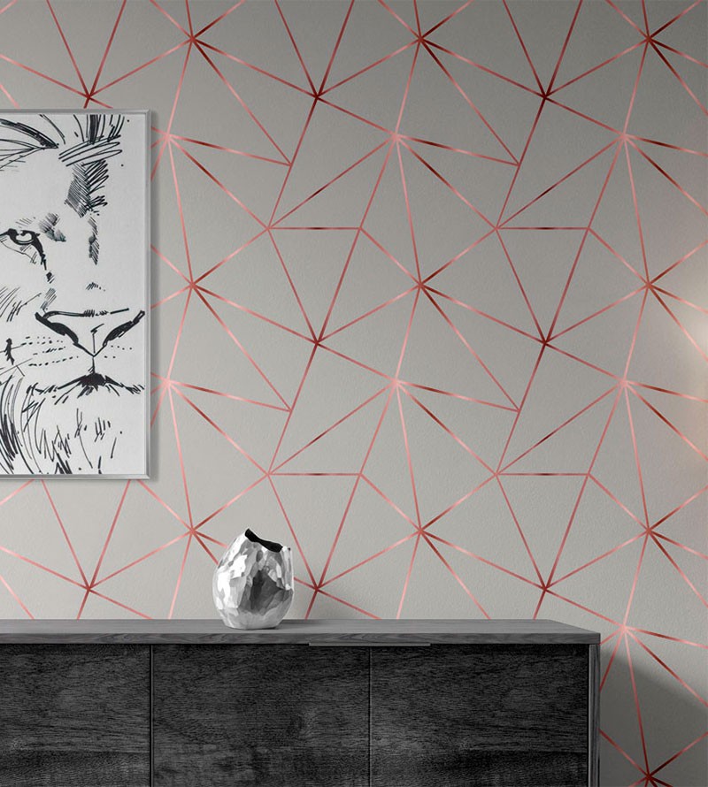 Papel de parede Geométrico Rose Silver