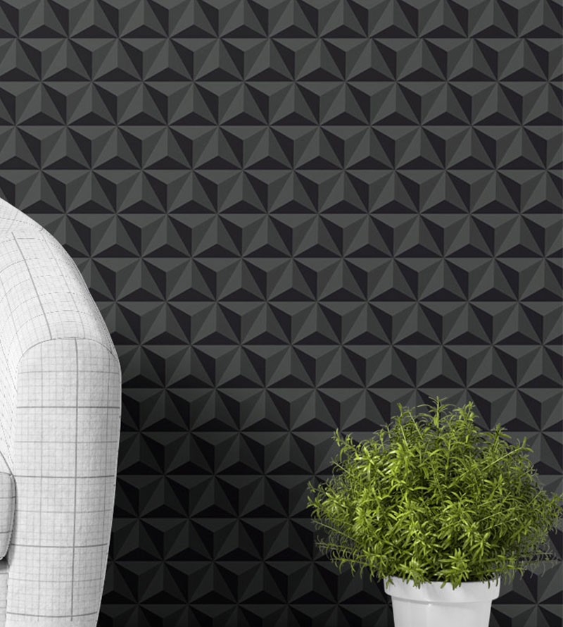Papel de Parede Triângulo 3D com tom de  preto