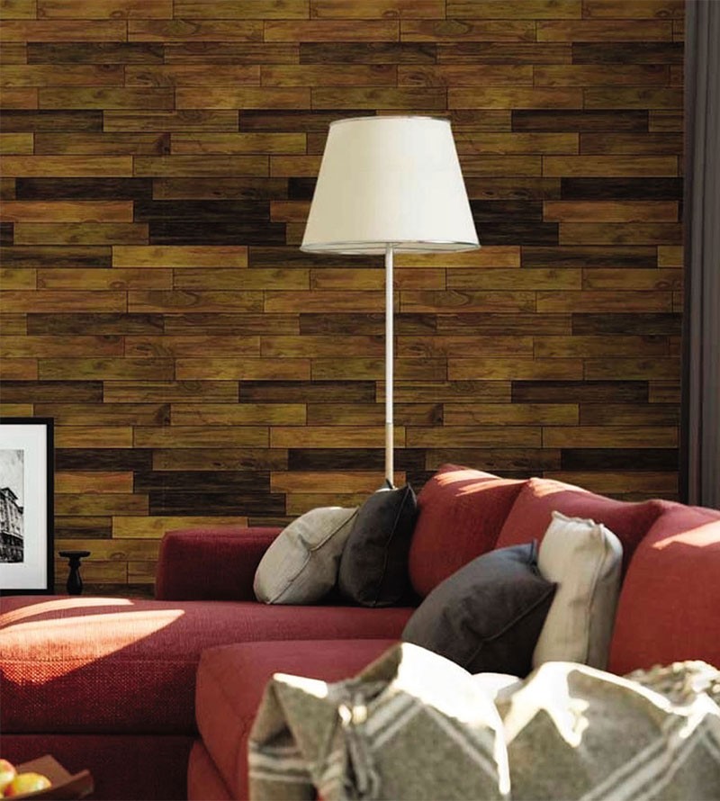 Papel de Parede Tacos de Madeira em Tons de Marrom