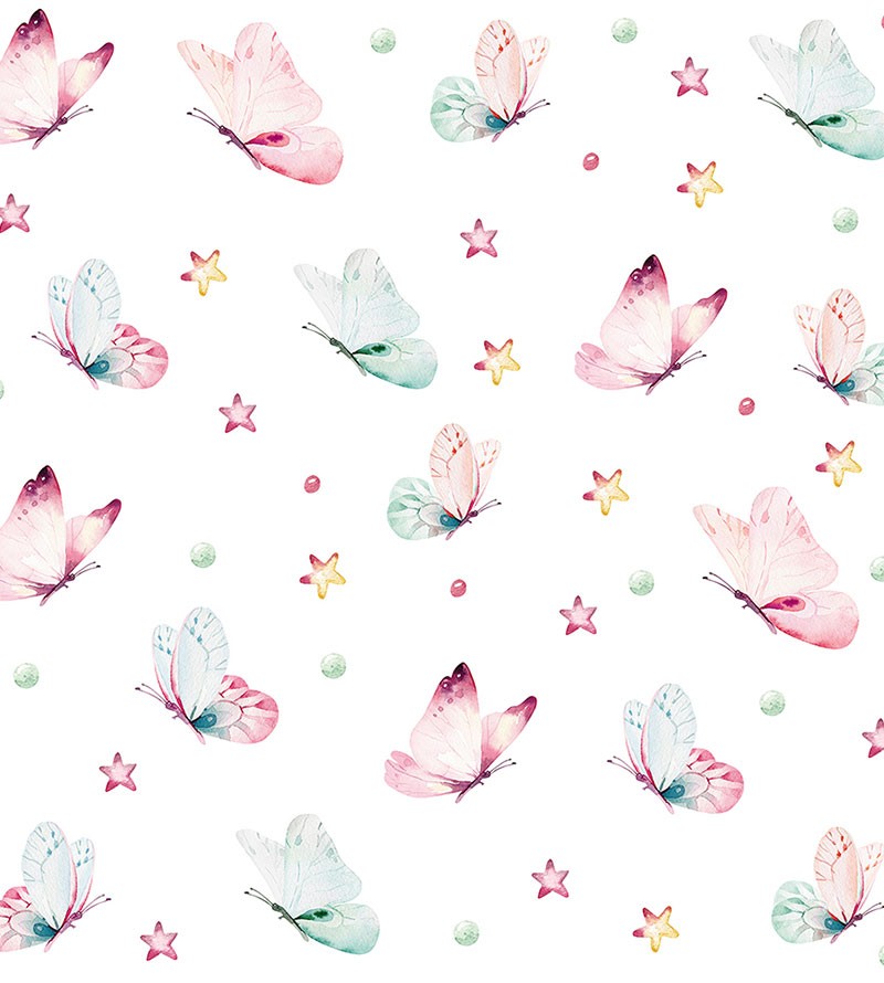 Papel de parede com borboletas em tons aquarela...