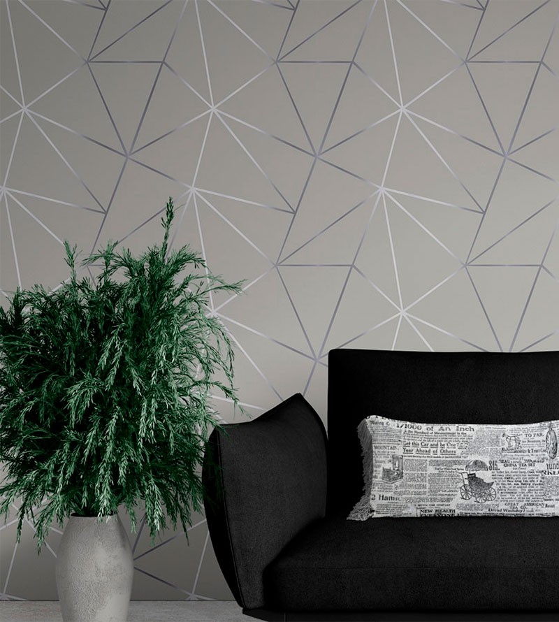 Papel de parede Geométrico Mescla Silver