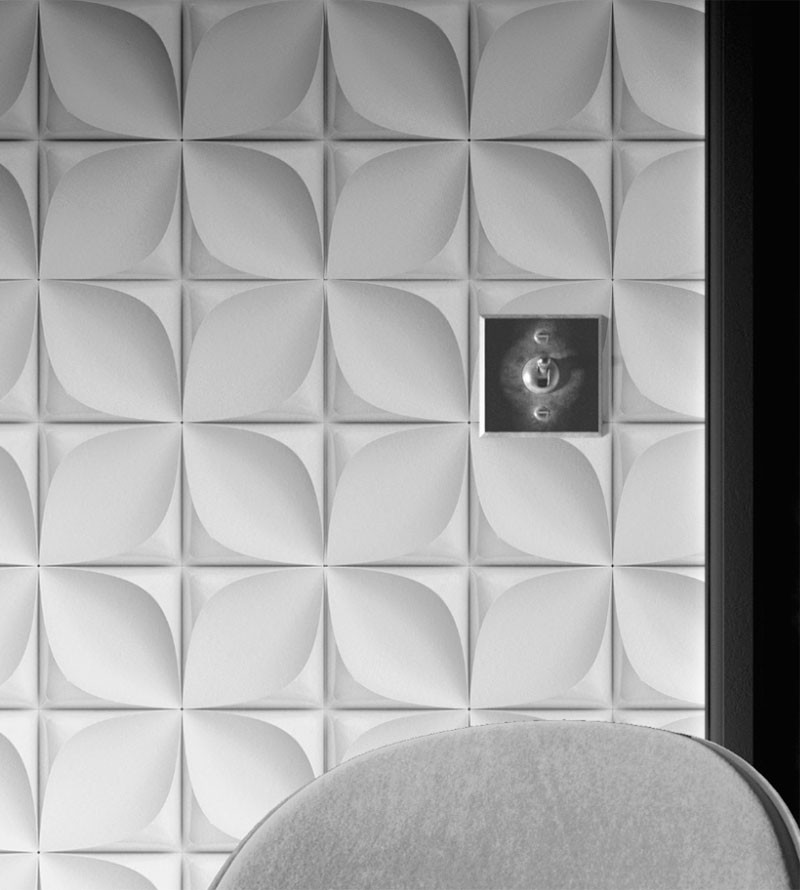 Papel de Parede 3D Flores em tons brancos e cinza