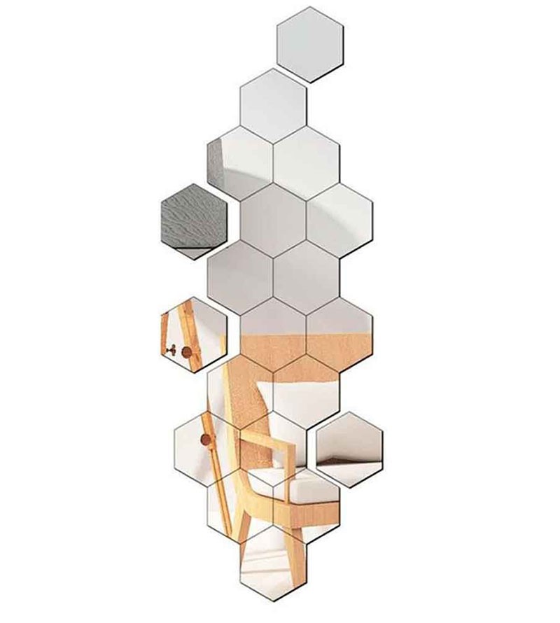 Espelho Acrílico Decorativo Hexagonal 50 Peças