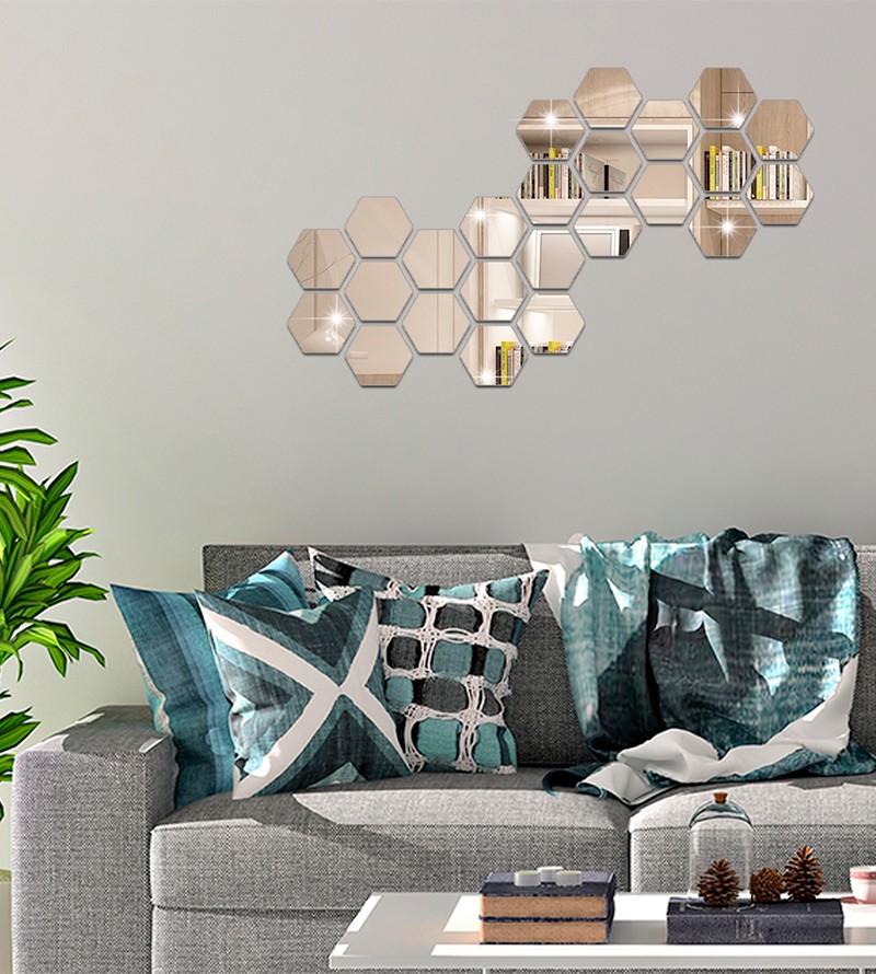 Espelho Acrílico Decorativo Hexagonal 50 Peças