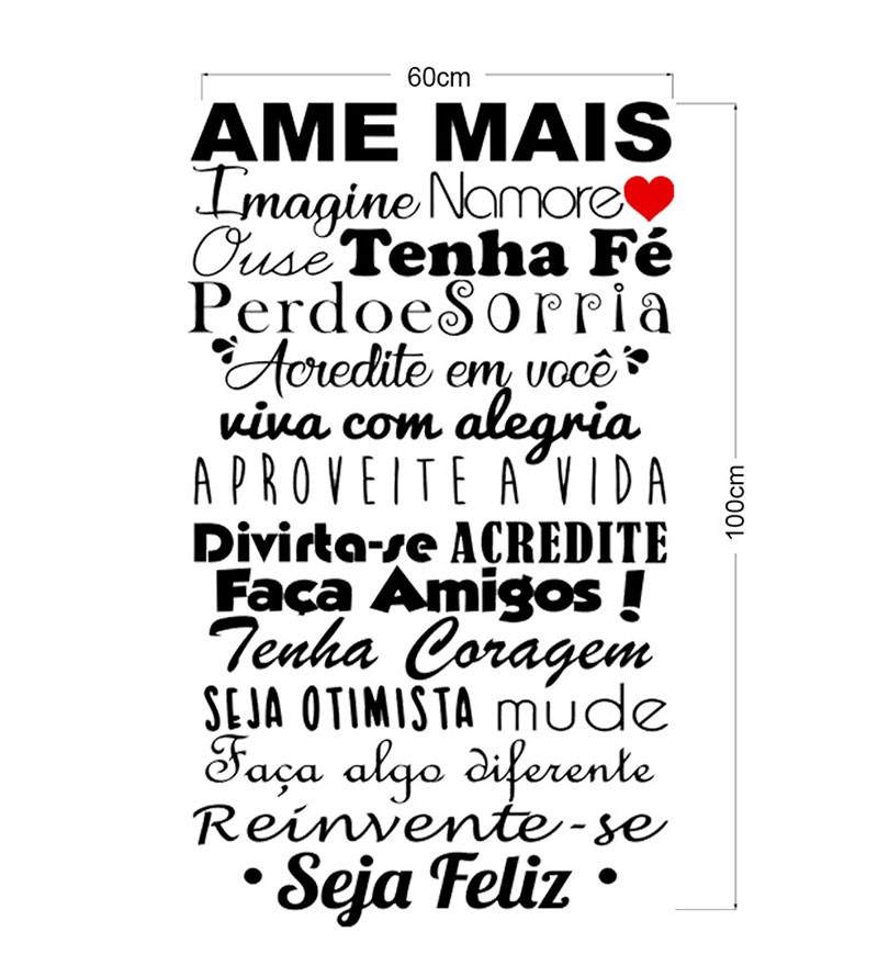 Adesivo Decorativo De Parede Frase Ame Mais...