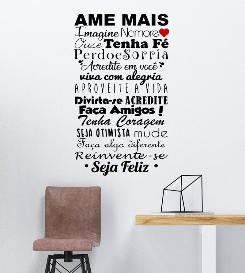 Adesivo Decorativo De Parede Frase Ame Mais...