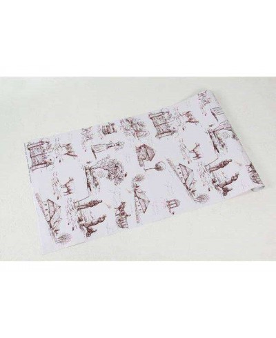 Papel de parede com fundo branco e desenhos em tons vinho - Toile 02