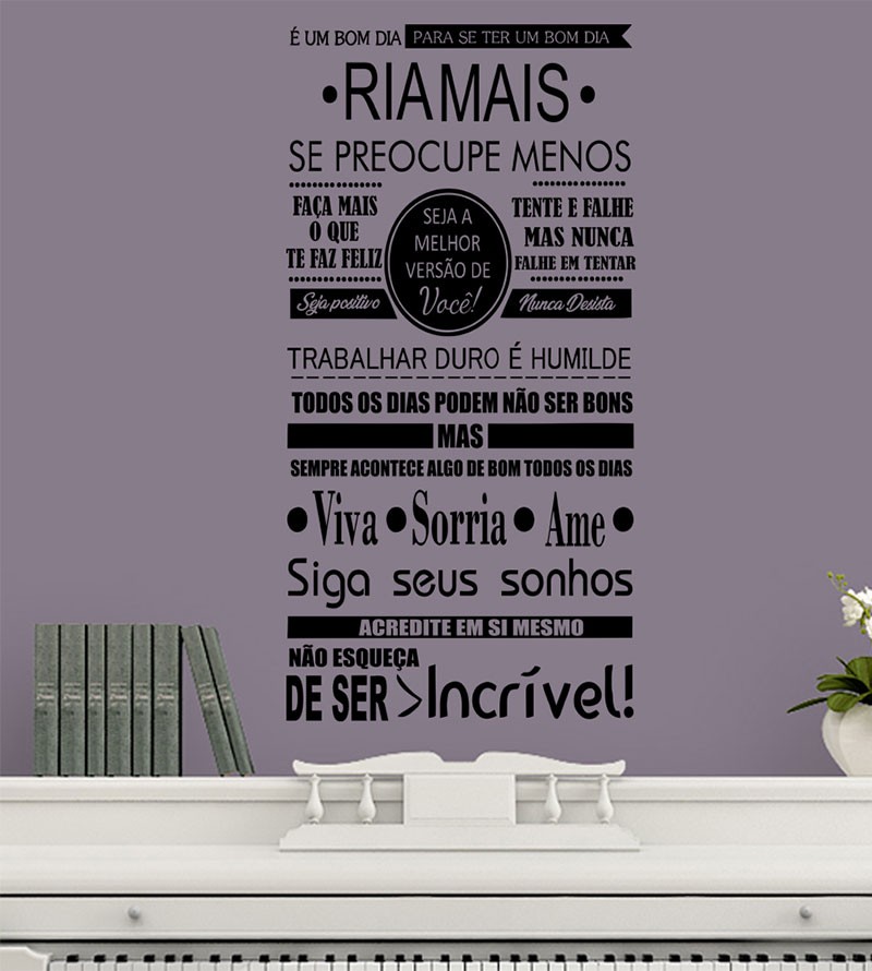 Adesivo Decorativo De Parede Frases Viva Sorria...