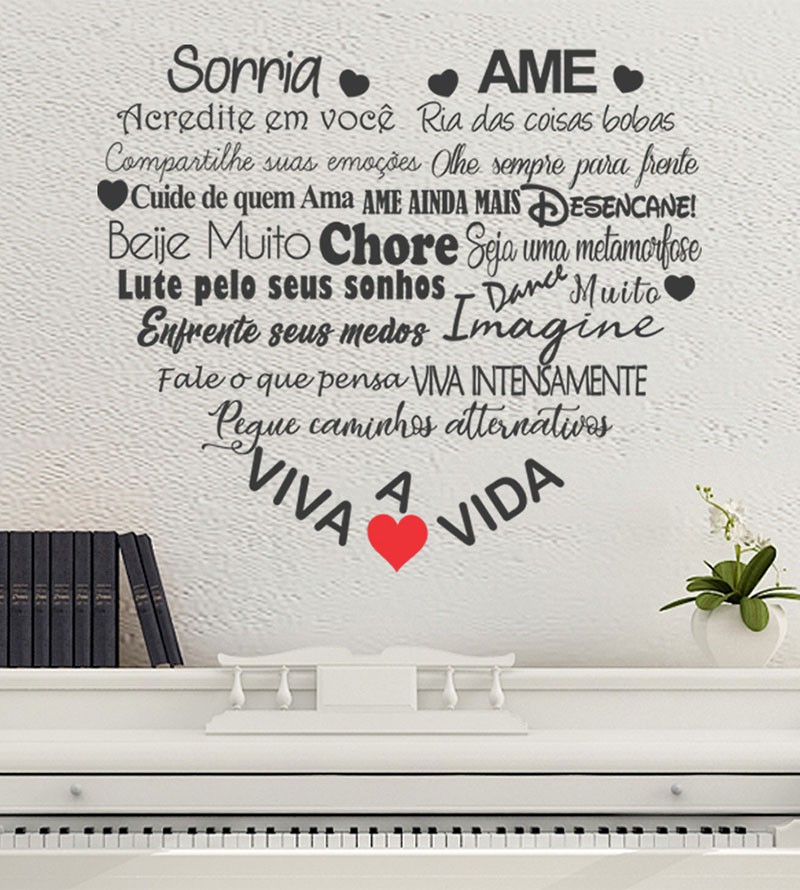 Adesivo Decorativo De Parede Frase Sorria Viva Ame A Vida