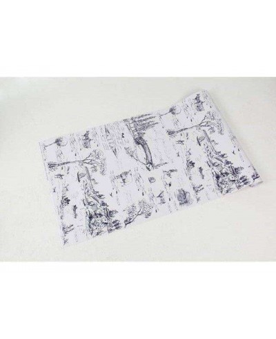 Papel de parede com fundo branco e desenhos em tons azul marinho - Toile 05