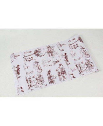 Papel de parede com fundo branco e desenhos em tons bordo - Toile 06