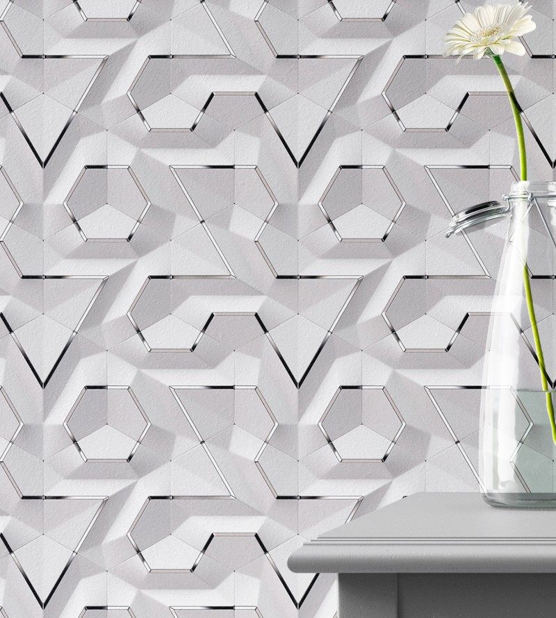 Papel de Parede 3D Hexágono Cores Claras