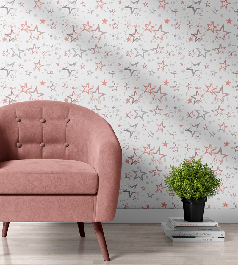 Papel de Parede Teen Estrelas em Tons Preto,...