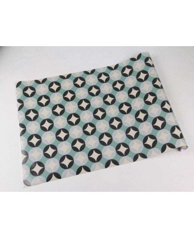 Papel de parede em tons de bege, cinza, preto e verde - Retro 42