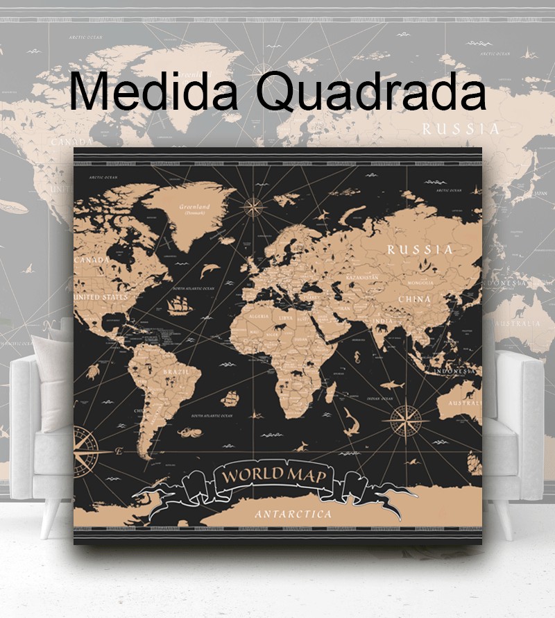 Papel de Parede Foto Mural Mapa Mundi Vintage...