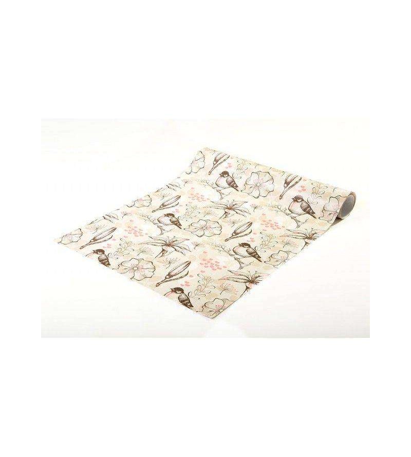 Papel de parede em tons marrom com detalhes em cinza e rosa - Retro 65