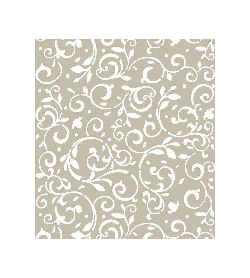 Papel de Parede Arabesco Ornamental nas cores Bege e branco - Ornamental 03