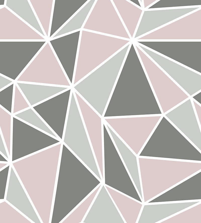 Papel de Parede Triângulos Colors Rose e Cinza
