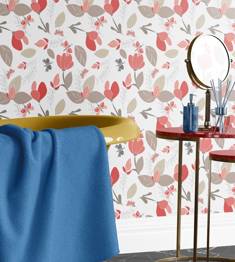 Papel de parede estilo floral em tons de...