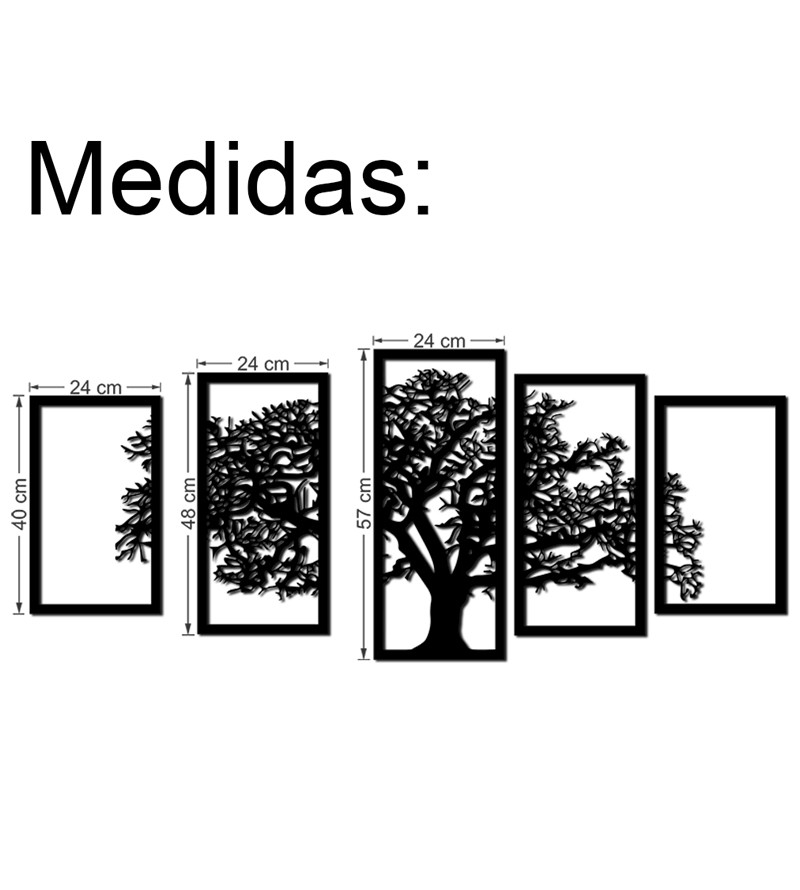 Quadro Decorativo Árvore da Vida 5 Partes