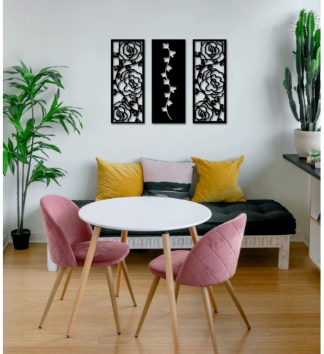 Quadro Decorativo Floral Preto