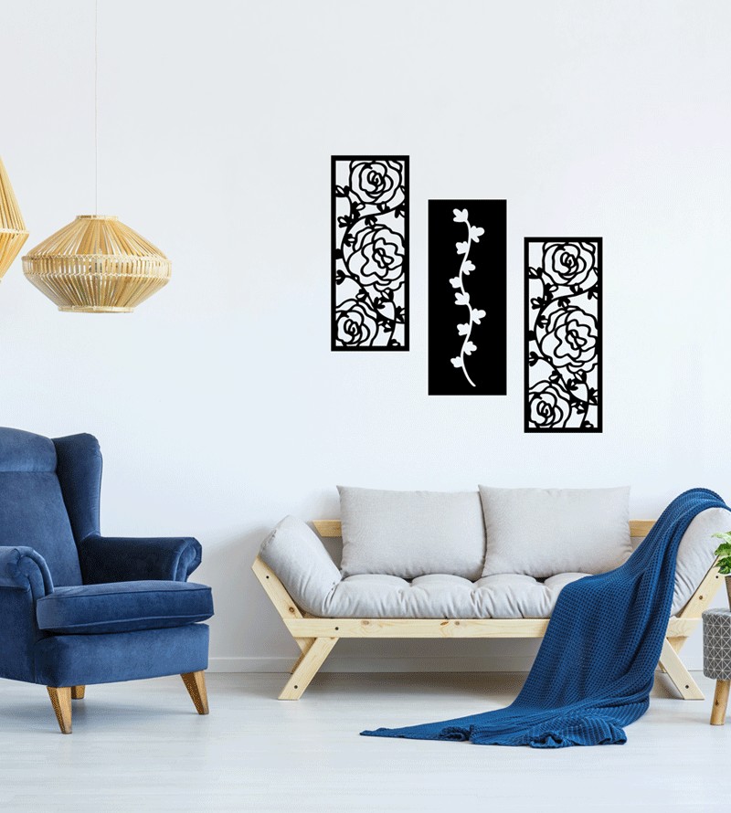 Quadro Decorativo Floral Preto