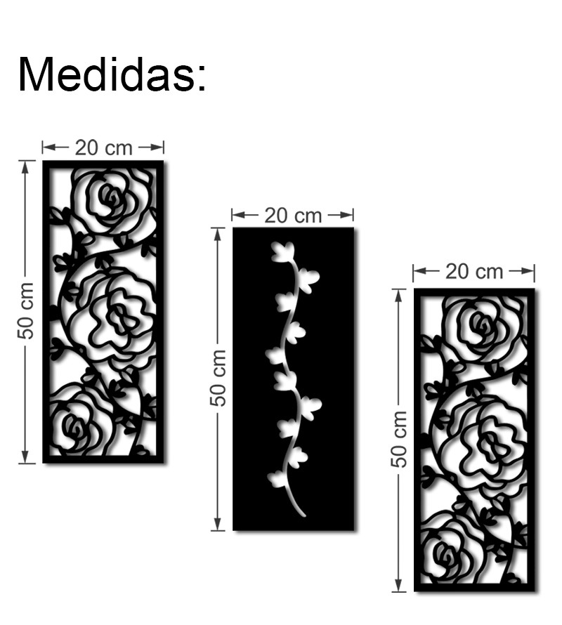 Quadro Decorativo Floral Preto