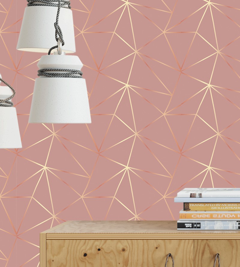 Papel de Parede Rosê Geométrico