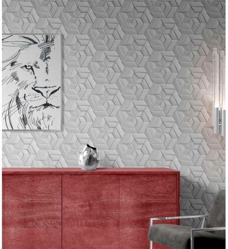 Papel De Parede 3D Cinza...