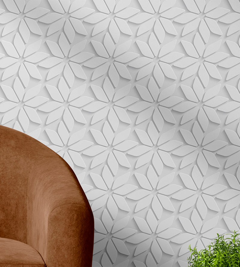 Papel de Parede Adesivo 3d Floral Geométrico Gesso