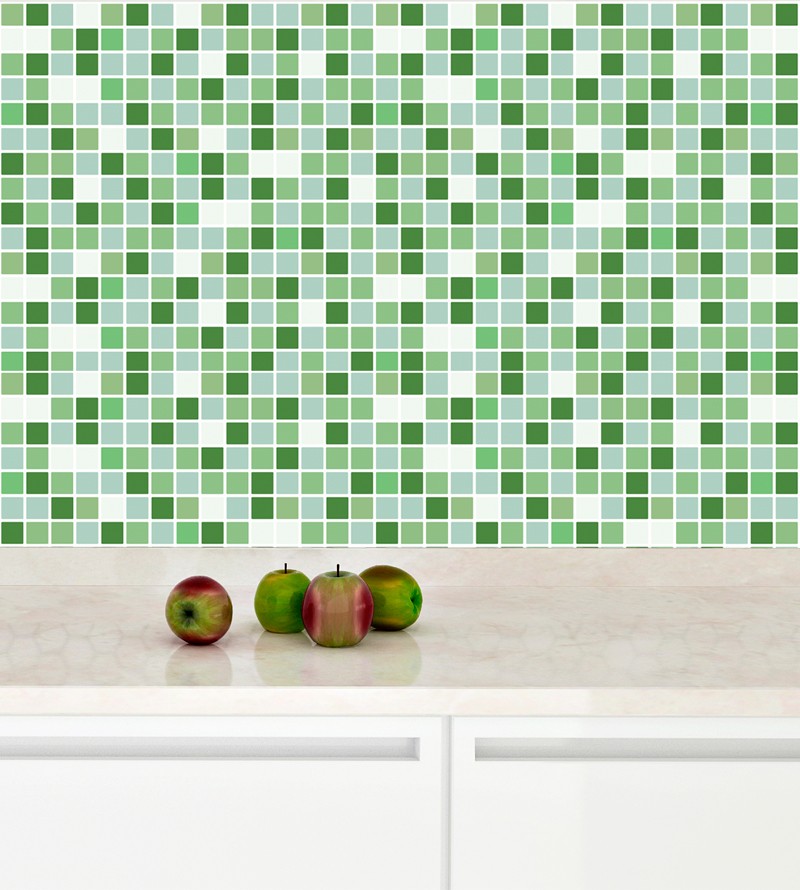 Papel De Parede Pastilha Verde E Branco