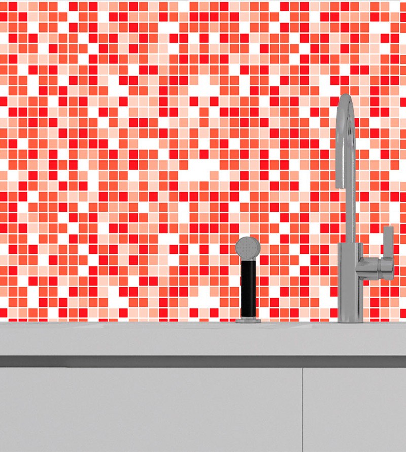 Papel de Parede Pastilha Vermelha E Branca