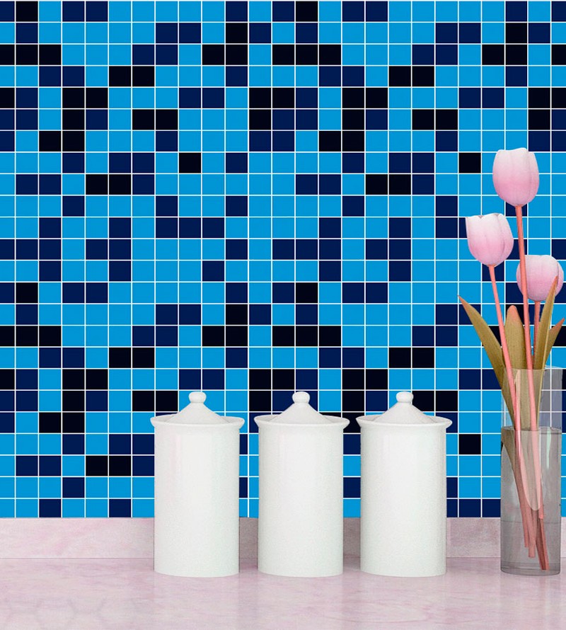 Papel de Parede Pastilha Em Tons De Azul