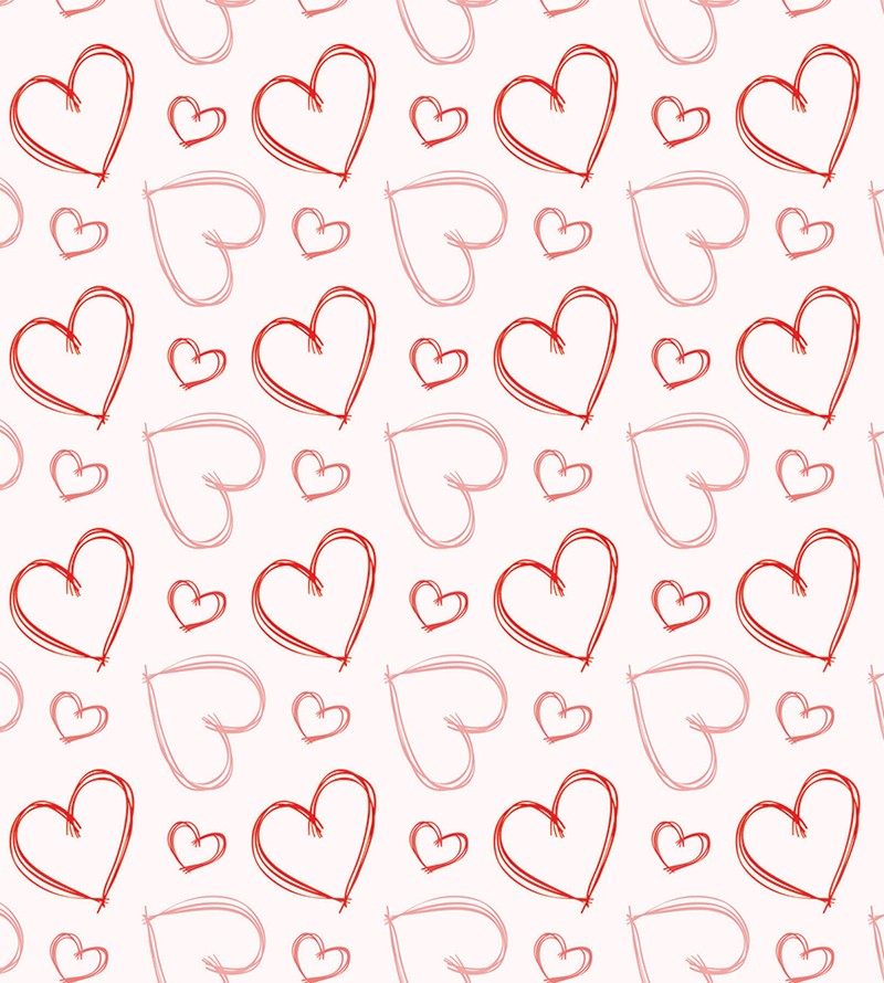 Papel de Parede Rabiscos de Corações Rosa