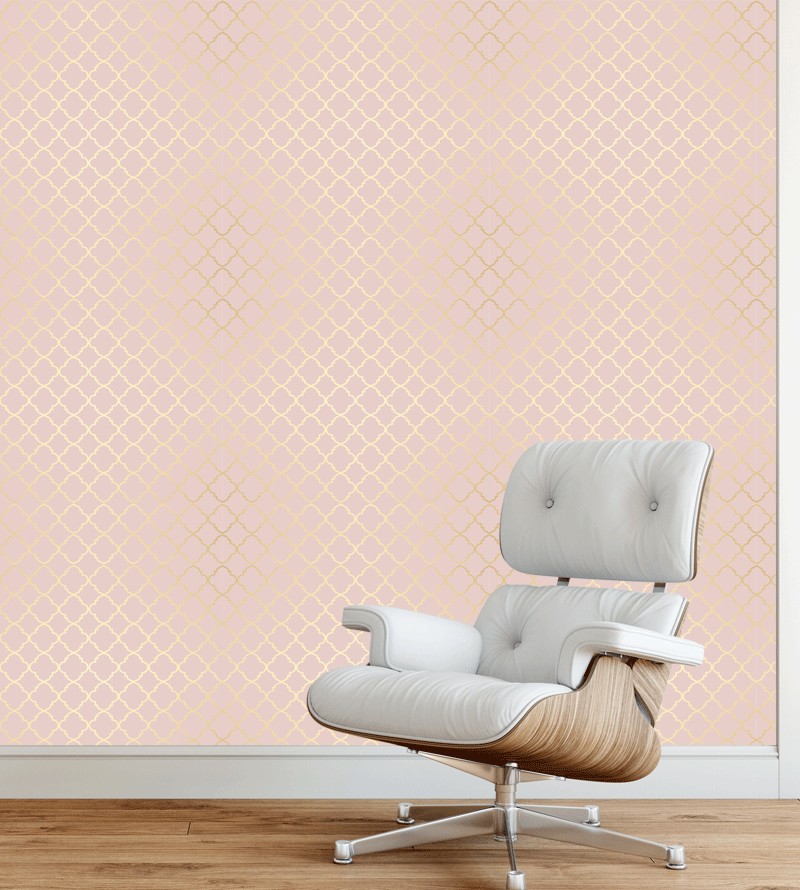 Papel de Parede Rosê Tons Amarelo Arabesco