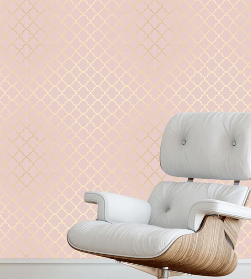 Papel de Parede Rosê Tons Amarelo Arabesco